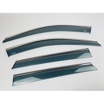 Дефлектори вікон Hyundai Santa Fe 2012-2018 з нерж. хром полоскою-5